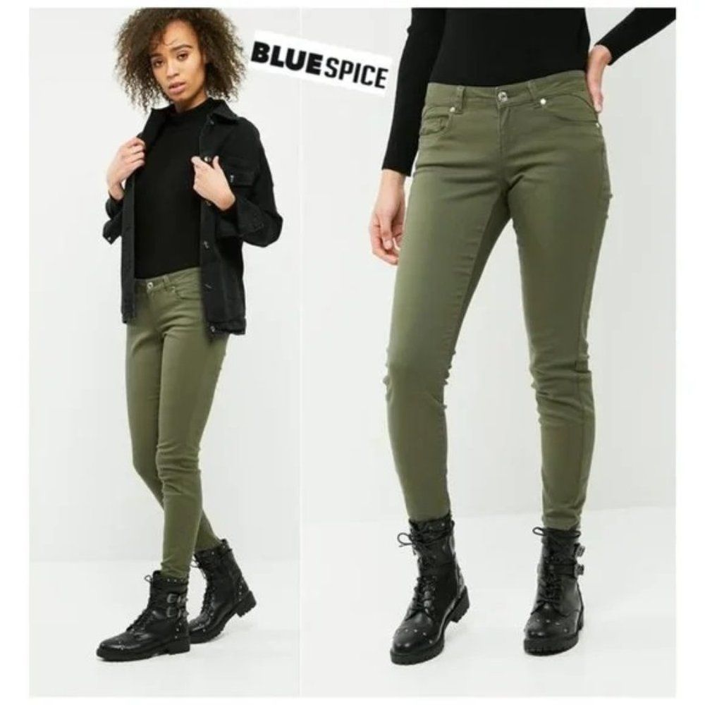 BLUE SPICE Army Green Skinny Stretch Ankle Jeans/ sz 9/midrise